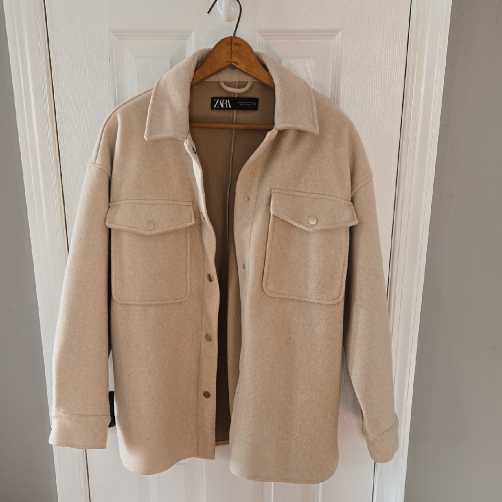 Zara Light Tan Button-Up Jacket - Picture 2 of 7